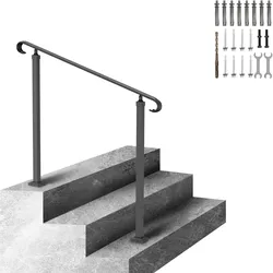 VEVOR Treppengeländer 120x13,5x97 cm Handlauf Geländer für 2 oder 3 Stufige Treppen Eingangsgeländer formschön Höhe(bis zu 45 cm) & Winkel(0-52,8°) einstellbar Ideal für Veranden Eingänge Gärten