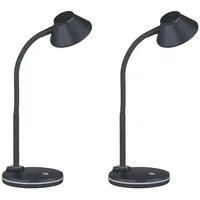 MeineWunschleuchte 2er Set Schreibtischleuchten mit Flexarm Grau, Höhe 33cm