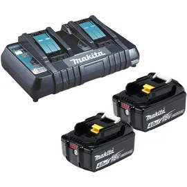 Makita Power Source Kit 18 V Li-Ion 2 x 4,0 Ah + DC18RD Doppel Schnellladegerät