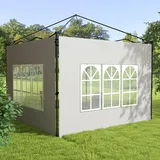 Seitenteile mit Fenster PE-Plane, Pavillon Seitenwände 2er Set wasserdicht, für Faltpavillon 3x3 und 3x6 m, Weiß | Klettverschluss | 293x193 cm - Weiß