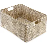 IGNPION Aufbewahrungskorb aus Seegras, für Wohnzimmer, dekorative Körbe, gewebter Weidenkorb, Handtuchkorb, rechteckig, Badezimmer-Aufbewahrungsbox, Regale und Schreibtische