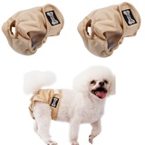 Yealay 2 Stück Hundewindeln waschbar Binden Wiederverwendbare Hundewindeln Periodenhosen für kleine und mittlere Hunde (XL Taille: 42-64cm, Beige(2er Pack))