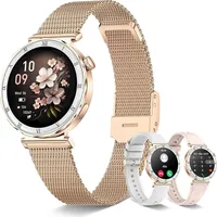 Smartwatch Damen mit Telefonfunktion, 1,19' AMOLED Smart Watch Rund, 120+ Sportmodi Fitnessuhr, IP67-Wasserdicht, Herzfrequenz/Schlafmonitoring