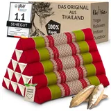 livasia Keilkissen Dreieckskissen hoch (Classic) - 38x55x35cm, Kapok, vegan, handgefertigt grün|rot
