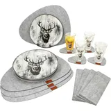 Mambocat 20tlg Tisch-Set Alois Hirsch Gläser Teller Platzset Untersetzer Bestecktasche