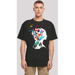 T-Shirt F4NT4STIC "Schmetterling Silhouette OVERSIZE TEE", Herren, Gr. XL, schwarz, Obermaterial: 100% Baumwolle, casual, oversize, Rundhals, Kurzarm ohne Bündchen, Shirts, Print
