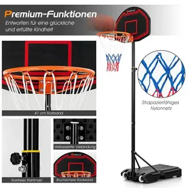 Costway Basketballständer 155-210cm höhenverstellbar, Basketballkorb mit Ständer, Basketballanlage rollbar, Korbanlage geeignet für Indoor und Outdoor