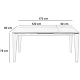 SOLOLED Ausziehbarer Tisch von 120 cm bis 170 cm, moderne Keramikplatte auf anthrazitfarbenem Marmor aus gehärtetem Glas