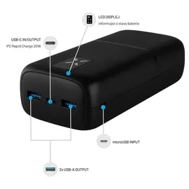 FIXED Zen Powerbank | LCD Display | PD 20W (Schwarz, Zen 30)
