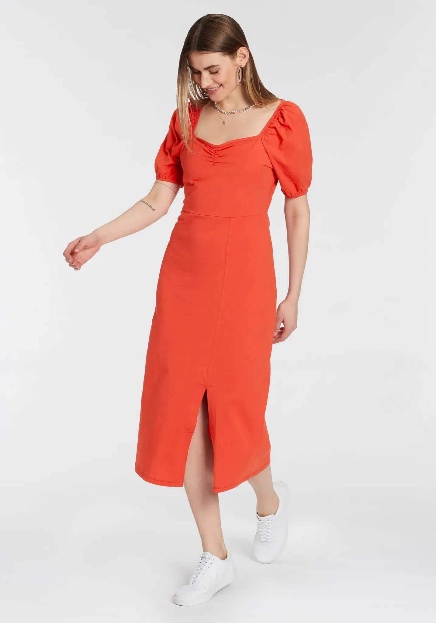 Midikleid AJC Gr. 34, N-Gr, rot Damen Kleider mit Puffärmeln