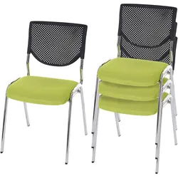 4er-Set Besucherstuhl H401, Konferenzstuhl stapelbar, Stoff/Textil ~ Sitz grün, Füße chrom