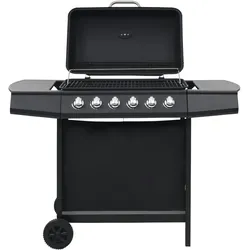 vidaXL Gasgrill mit 6 Flammen Stahl Schwarz