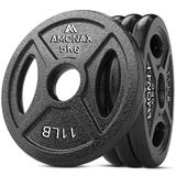 Amonax Hantelscheiben Set, 2,5kg, 5kg, 10kg Hantel Set für 50mm Olympia Gewichte Hantel Bar, Metall Hantelscheiben für Gewichtheben und Hip Thrust, hantelscheiben gusseisen für das Home Gym