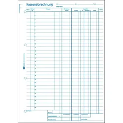 Avery Zweckform Kassenabrechnung, MwSt.-Spalte für Ausgaben, 1. Blatt mit Mikroperforation, A4, weiß/gelb, mit Blaupapier, 2 x 50 Blatt