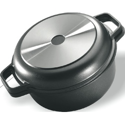 RISOLI' mehrzweck Schmorkasserolle 24 cm, Aluguss mit Antihaftbeschichtung, mit Deckel, backofenfest, schwarz
