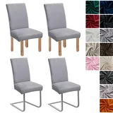 Stuhlhussen Samt 4er Set, Hussen Für Stühle, Stuhlhussen Schwingstühle, Universell Stretch Stuhlbezug, Waschbarer Stühle Schutz Für Esszimmer Küche Restaurant Hotel Bankett Hochzeit Party (Grau)