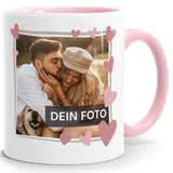 SpecialMe® personalisierte Fototasse mit eigenem Foto persönliches Geschenk mit Bild selbst gestalten Rahmen Herz Anker Inner-rosa Keramik-Tasse