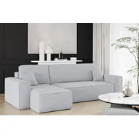 Fun Möbel Ecksofa Schlafsofa Sofa MARIS Stoff Poso Hellgrau