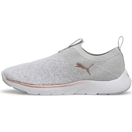 Puma Softride Remi Slip-on Knit Wn's Road Running Shoe, Ash Gray Puma White Rose Gold, 41