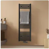 EMKE - Badheizkörper Handtuchtrockner Handtuchwärmer 40x120cm, 458 Watt Anthrazit Bad-Heizkörper Mittelanschluss