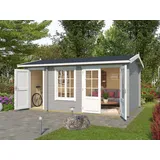 LA-Gartenhaus Wrexham 2 44 mm lichtgrau Gerätehaus Geräteschuppen Holz