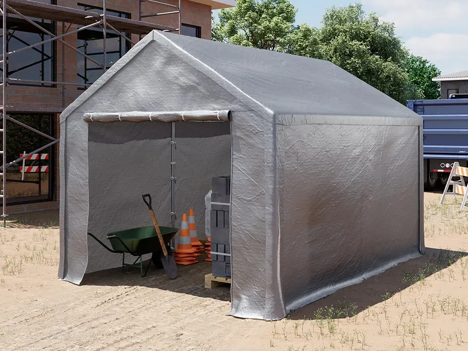 TOOLPORT  Tenda capannone 3x4m, Telo in PEC, grigio - (4770)