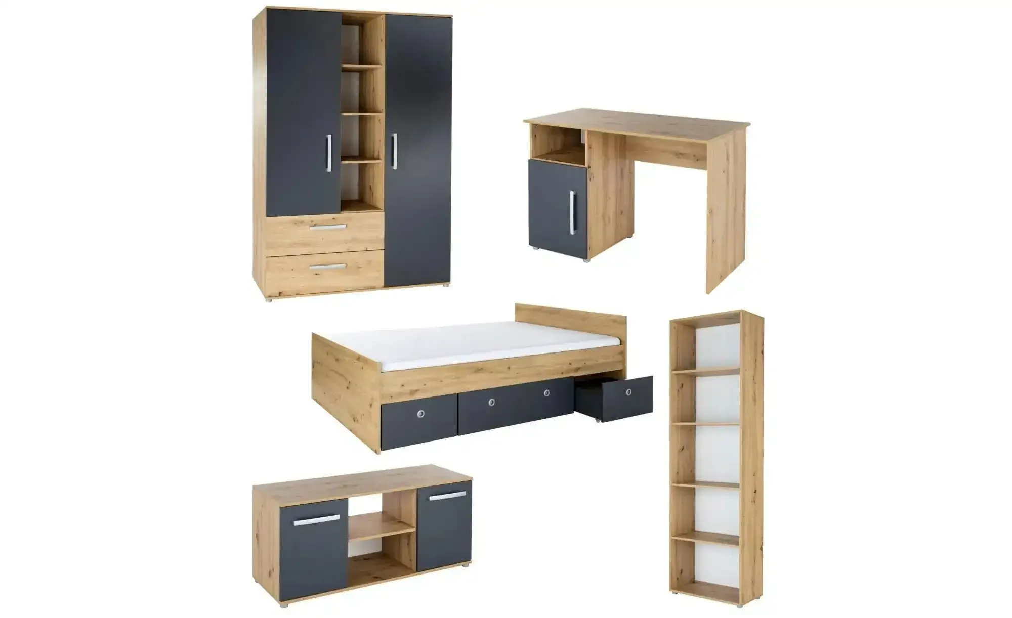 Jugendzimmer 6er-Set  Alessio , mehrfarbig , Maße (cm): B: 717 H: 602
