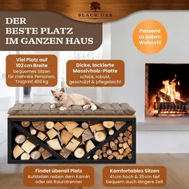 Black Oak Kaminholzbank Ohio Holz 102 x 41 x 35 cm Schwarz