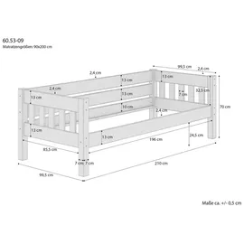 Erst-Holz Couchbett Modell 53 90 x 200 cm Kiefer massiv weiß