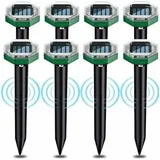 8-teiliges Solar-ultraschall-maulwurfsabwehr-set, Ip65 Wasserdicht, Geeignet Für Den Einsatz In Gärten, Auf Terrassen Und Rasenflächen Zur Maulwurfsabwehr