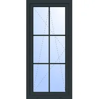 Kunststoff Balkontür "GEORG" 74 mm 2-fach Verglasung 6 Sprossenfelder Anthrazit RAL 7016 beidseitig innen öffnend DIN rechts