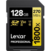 Lexar Professional 1800x Gold Series R270/W180 SDXC 128GB UHS-II V60