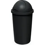 Spetebo Abfalleimer mit Kuppel Deckel schwarz - 50 L - Kunststoff Mülleimer mit Schiebedeckel - Mülltonne Sammeltonne Abfallsammler groß recycelbar - Schwarz