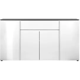 Livetastic Sideboard Weiß Hochglanz, Kunststoff, 3 Fächer, 1 Schubladen, 177.5x92x40 cm, B: 177,5 H: 92 T: 40.0