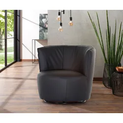 Drehsessel HOME AFFAIRE "Lumber", schwarz, B:93cm H:83cm T:88cm, Sessel, 360 drehbar in toller Lederqualität, Drehteller aus Metall