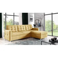 Fun Möbel Ecksofa Ecksofa Sofa NURI mit Ottomane in Stoff Luis, inkl. Schlaffunktion, Rundumbezug gelb