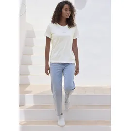 Copenhagen Studios T-Shirt COPENHAGEN STUDIOS "mit dezentem Logoprint vorn", Damen, Gr. XS (34), weiß (hellweiß), Single Jersey, Obermaterial: 100% Baumwolle, unifarben, bequem, Rundhals, Shirts T-Shirt, aus softer Jersey-Qualität mit Bio-Baumwolle