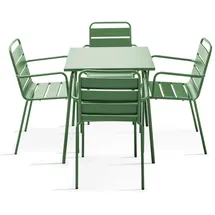 Oviala Gartentisch und 4 Sessel aus pulverbeschichtetem Stahl Cactus grün - Palavas
