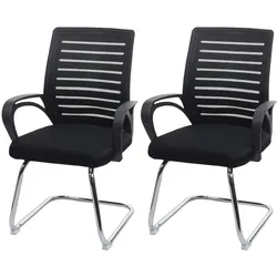 2er-Set Konferenzstuhl MCW-K51, Besucherstuhl Freischwinger, 150kg belastbar Stoff/Textil ~ schwarz