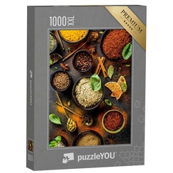 puzzleYOU Puzzle Puzzle 1000 Teile XXL „Gewürze und Kräuter in kleinen Schalen“, 1000 Puzzleteile, puzzleYOU-Kollektionen Gewürze