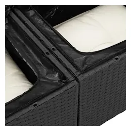 vidaXL 11-teiliges Garten Sofa Set mit Kissen Schwarz Poly Rattan Akazie