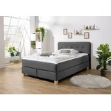 Home Affaire Boxspringbett »Fargo«, in Überlänge 220 cm, mit Topper, 3 Ausführungen, 4, Breiten grau