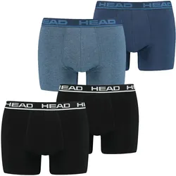 HEAD Herren Boxershort Basic Boxer 4er 6er 8er Multipack in L Schwarz 005 &  Blau Heaven 003