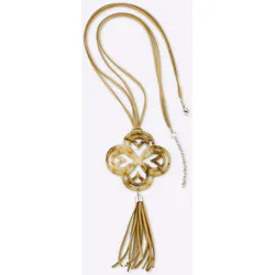 Kette mit Anhänger HEINE, Damen, Gr. Kunststoff-Synthetik-Metall, beige (natur), Kunststoff, Synthetik, Metall, Halsketten