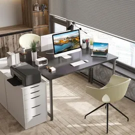 luxuskollektion ODK Schreibtisch Schwarz 120x50x74cm Bürotisch Mit Stauraum - Kopfhörerhalter