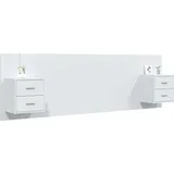 vidaXL Kopfteil mit Nachttischen Weiß Holzwerkstoff