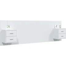 vidaXL Kopfteil mit Nachttischen Weiß Holzwerkstoff