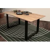 Esstisch 140x80cm Akazie massiv natur Schweizer Kante U-Gestell ATLANTA - Naturbelassen