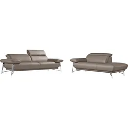 Egoitaliano Polstergarnitur »Anais, Design mit hohem Sitzkomfort für mehr Bequemlichkeit«, Set: bestehend aus Sofa und Ottomane, inkl. Kopfteilverstellung Egoitaliano safari