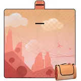 Leisuremix Picknickdecke isoliert 200 x 200cm XXL wasserdicht, 210D Oxford Campingdecke Ultraleicht, Picnic Blanket mit Tragegriff Outdoor Decke für 6-8 Personen (Abendsonne)